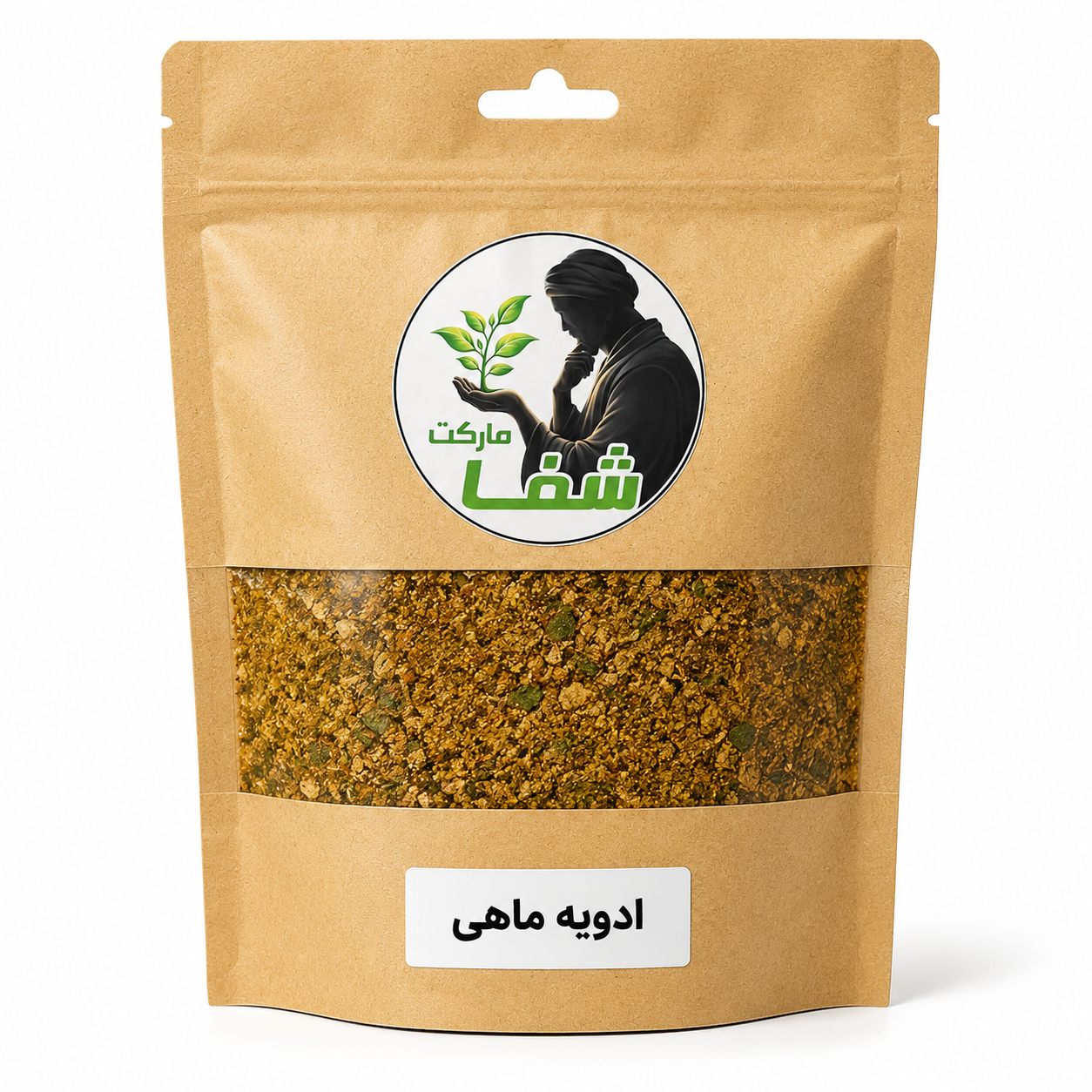 ادویه ماهی شفا مارکت ـ ترکیب معطر برای طعم‌دار کردن انواع ماهی، کبابی، سرخ‌کردنی و دریایی. 200گرم