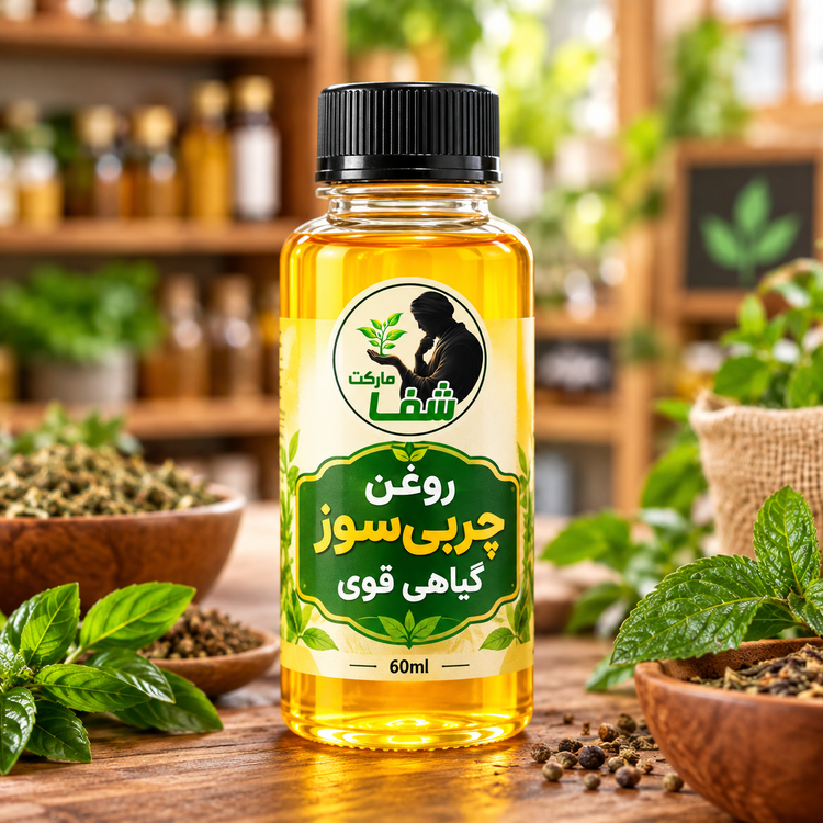 روغن گیاهی چربی سوزی اعلا و اصل شفا مارکت _موضعی ،5گیاه .خرید مستقیم از تولید کننده _سفت کننده و لیفت کننده پوست 60میل